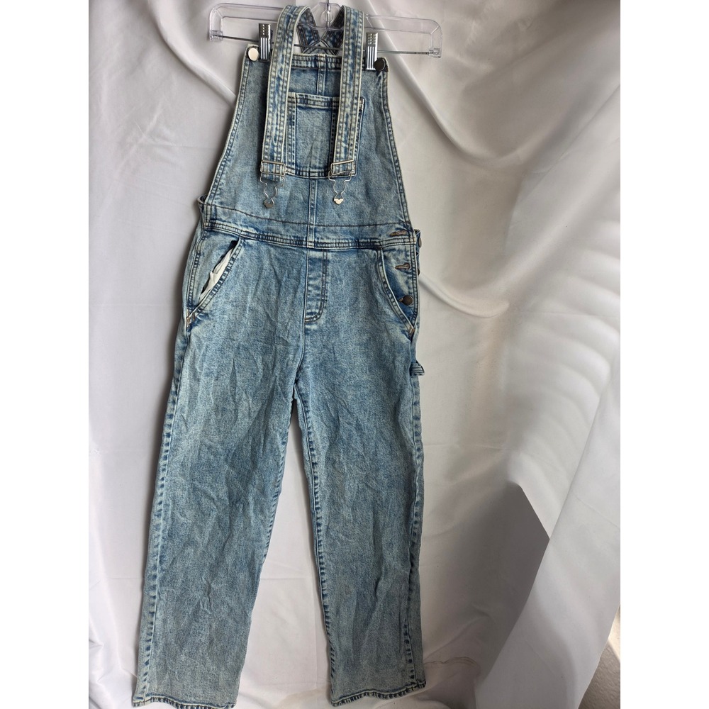 Treasure & Bond Overalls Kids Light Blue Acid Wash Relaxed Straight Leg